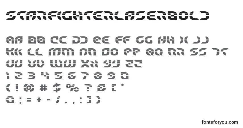 A fonte Starfighterlaserbold – alfabeto, números, caracteres especiais
