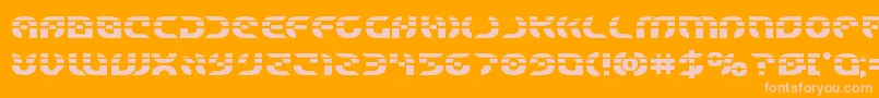 Starfighterlaserbold-Schriftart – Rosa Schriften auf orangefarbenem Hintergrund