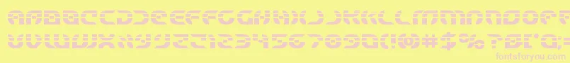 Starfighterlaserbold-Schriftart – Rosa Schriften auf gelbem Hintergrund
