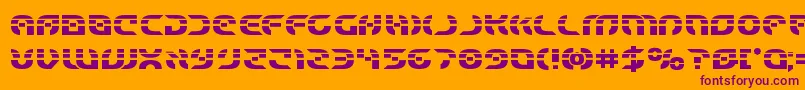 Starfighterlaserbold-Schriftart – Violette Schriften auf orangefarbenem Hintergrund