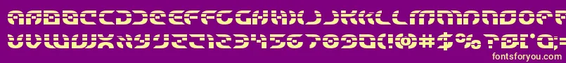 フォントStarfighterlaserbold – 紫の背景に黄色のフォント