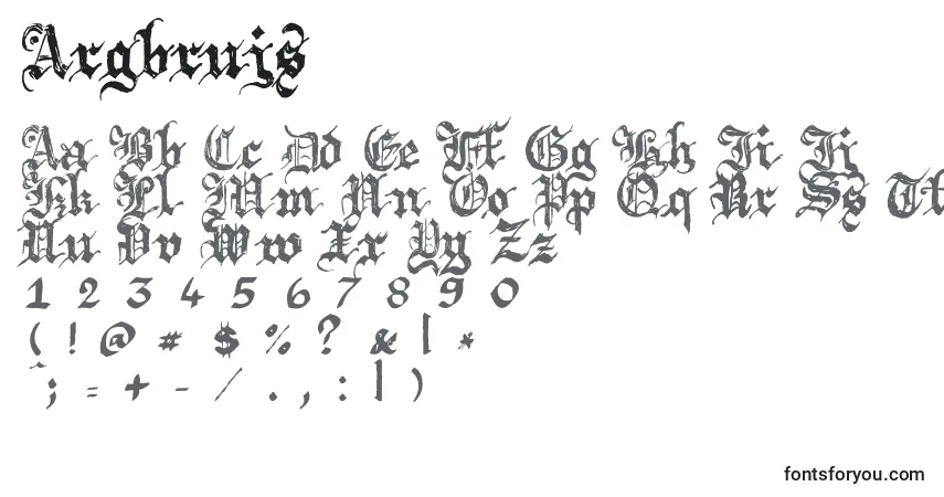 Czcionka Argbrujs – alfabet, cyfry, specjalne znaki