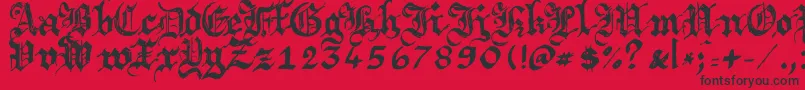 Argbrujs-Schriftart – Schwarze Schriften auf rotem Hintergrund