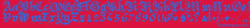 Argbrujs-Schriftart – Blaue Schriften auf rotem Hintergrund