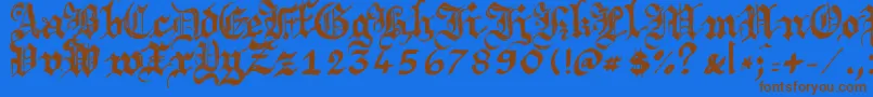 Argbrujs-Schriftart – Braune Schriften auf blauem Hintergrund