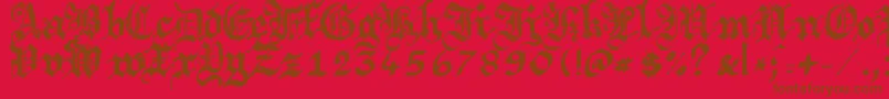 Argbrujs-Schriftart – Braune Schriften auf rotem Hintergrund