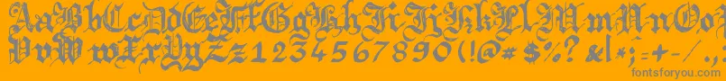Argbrujs-Schriftart – Graue Schriften auf orangefarbenem Hintergrund