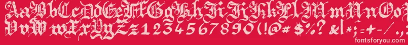 Argbrujs-Schriftart – Rosa Schriften auf rotem Hintergrund