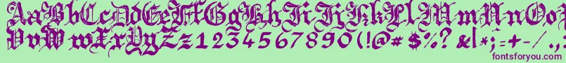 Argbrujs-Schriftart – Violette Schriften auf grünem Hintergrund