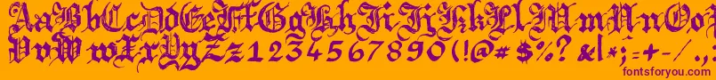 Argbrujs-Schriftart – Violette Schriften auf orangefarbenem Hintergrund