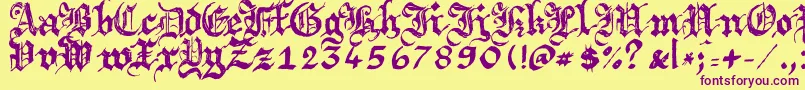 Argbrujs-Schriftart – Violette Schriften auf gelbem Hintergrund