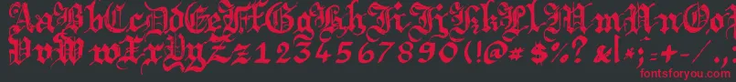 Argbrujs-Schriftart – Rote Schriften auf schwarzem Hintergrund