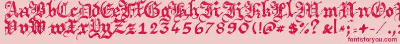 Argbrujs-Schriftart – Rote Schriften auf rosa Hintergrund