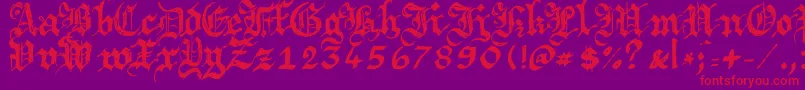 Argbrujs-Schriftart – Rote Schriften auf violettem Hintergrund