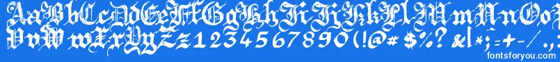 Argbrujs-Schriftart – Weiße Schriften auf blauem Hintergrund