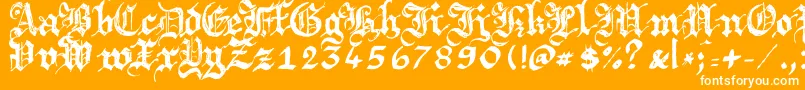 Argbrujs-Schriftart – Weiße Schriften auf orangefarbenem Hintergrund