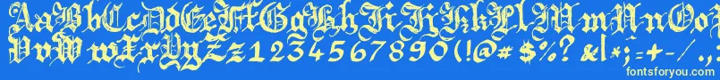 Argbrujs-Schriftart – Gelbe Schriften auf blauem Hintergrund