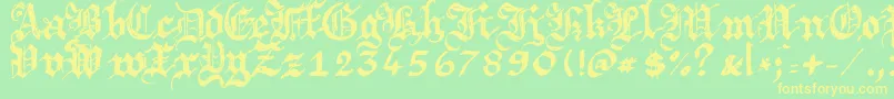 Argbrujs-Schriftart – Gelbe Schriften auf grünem Hintergrund