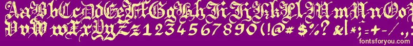 Argbrujs-Schriftart – Gelbe Schriften auf violettem Hintergrund