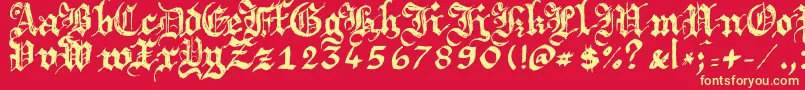 Argbrujs-Schriftart – Gelbe Schriften auf rotem Hintergrund