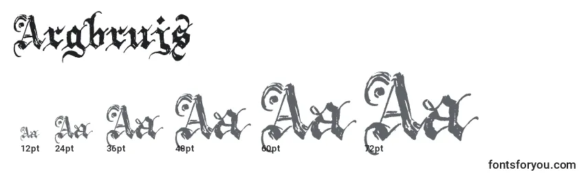 Размеры шрифта Argbrujs