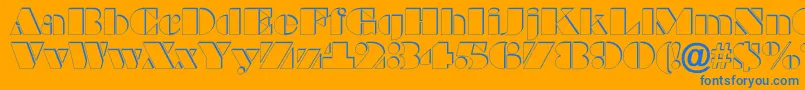 BraggaotlshRegular-Schriftart – Blaue Schriften auf orangefarbenem Hintergrund