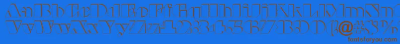 BraggaotlshRegular-Schriftart – Braune Schriften auf blauem Hintergrund