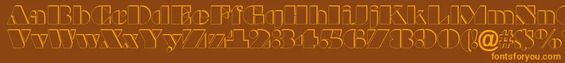 BraggaotlshRegular-Schriftart – Orangefarbene Schriften auf braunem Hintergrund