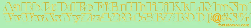 BraggaotlshRegular-Schriftart – Orangefarbene Schriften auf grünem Hintergrund