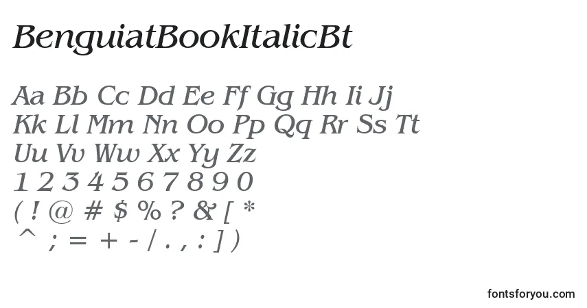 A fonte BenguiatBookItalicBt – alfabeto, números, caracteres especiais