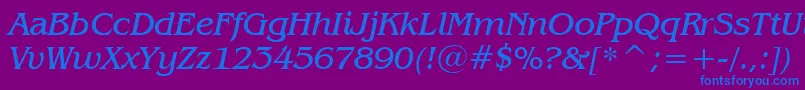 BenguiatBookItalicBt Font – Blue Fonts on Purple Background