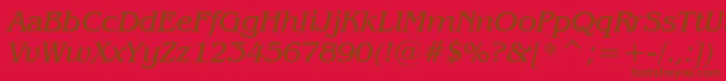 BenguiatBookItalicBt-Schriftart – Braune Schriften auf rotem Hintergrund