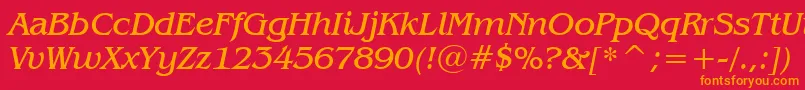 Czcionka BenguiatBookItalicBt – pomarańczowe czcionki na czerwonym tle