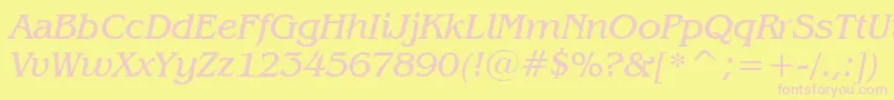 BenguiatBookItalicBt Font – Pink Fonts on Yellow Background