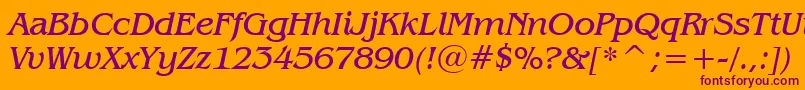 BenguiatBookItalicBt Font – Purple Fonts on Orange Background