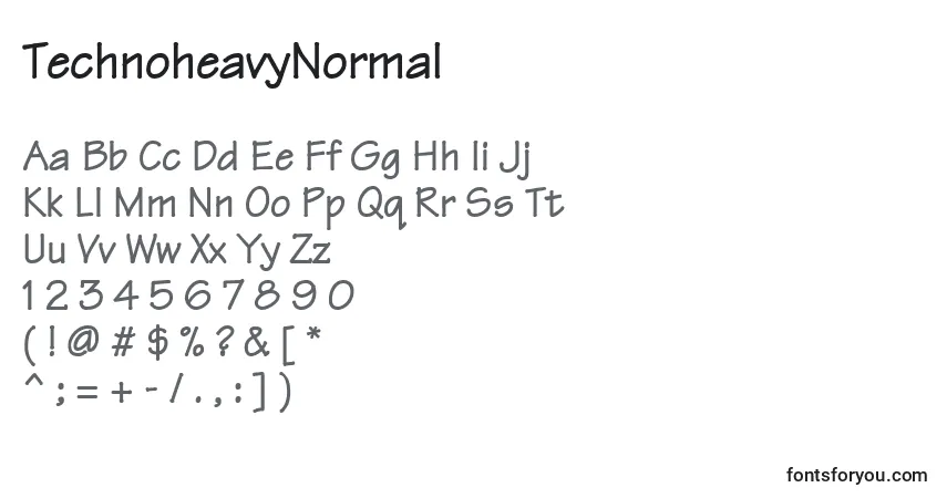 Czcionka TechnoheavyNormal – alfabet, cyfry, specjalne znaki