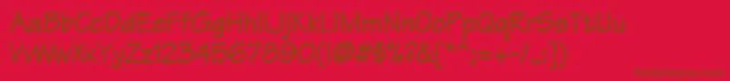 Saiba mais sobre a fonte TechnoheavyNormal Fonte TechnoheavyNormal – fontes marrons em um fundo vermelho