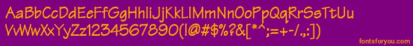 TechnoheavyNormal-Schriftart – Orangefarbene Schriften auf violettem Hintergrund