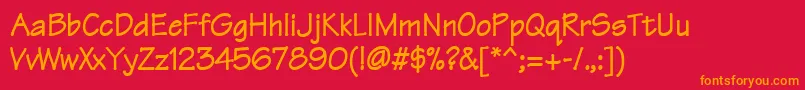 TechnoheavyNormal-Schriftart – Orangefarbene Schriften auf rotem Hintergrund