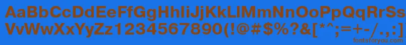 フォントPragmaticaattBold – 茶色の文字が青い背景にあります。