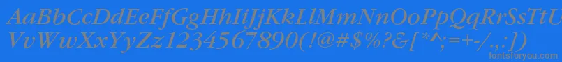 GarfeldNovaItalic-Schriftart – Graue Schriften auf blauem Hintergrund