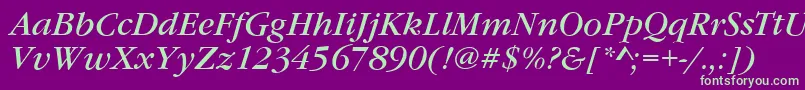 GarfeldNovaItalic Font – Green Fonts on Purple Background