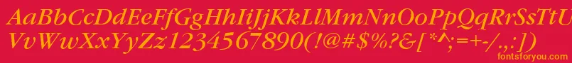 GarfeldNovaItalic Font – Orange Fonts on Red Background