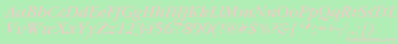 GarfeldNovaItalic Font – Pink Fonts on Green Background