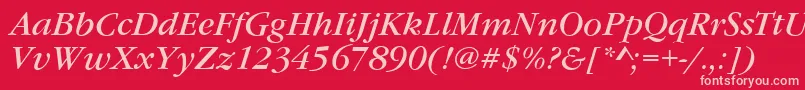 GarfeldNovaItalic Font – Pink Fonts on Red Background