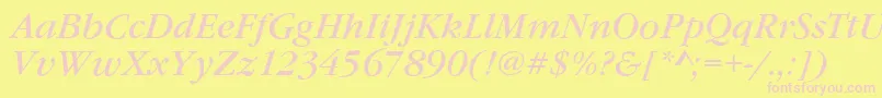 GarfeldNovaItalic-Schriftart – Rosa Schriften auf gelbem Hintergrund