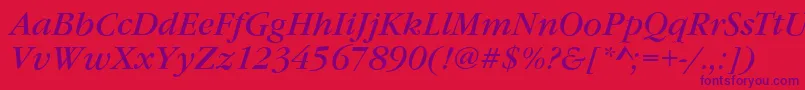 GarfeldNovaItalic Font – Purple Fonts on Red Background