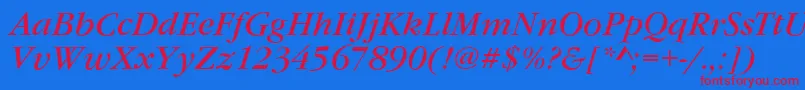 GarfeldNovaItalic Font – Red Fonts on Blue Background