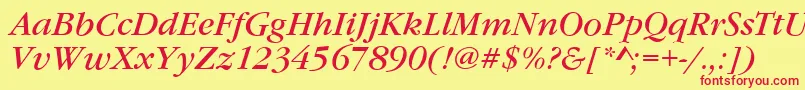 Шрифт GarfeldNovaItalic – красные шрифты на жёлтом фоне