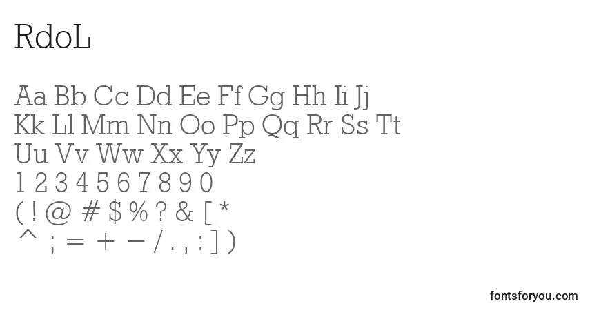 A fonte RdoL – alfabeto, números, caracteres especiais